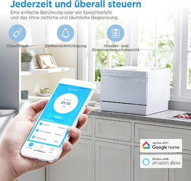 Посудомийна машина Midea Mini 6 комплектів посуду, 6+1 програми, IoT-керування, таймер відстрочки запуску, покращена сушка, компактна для малогабаритних квартир, модель 2024, енергоклас D