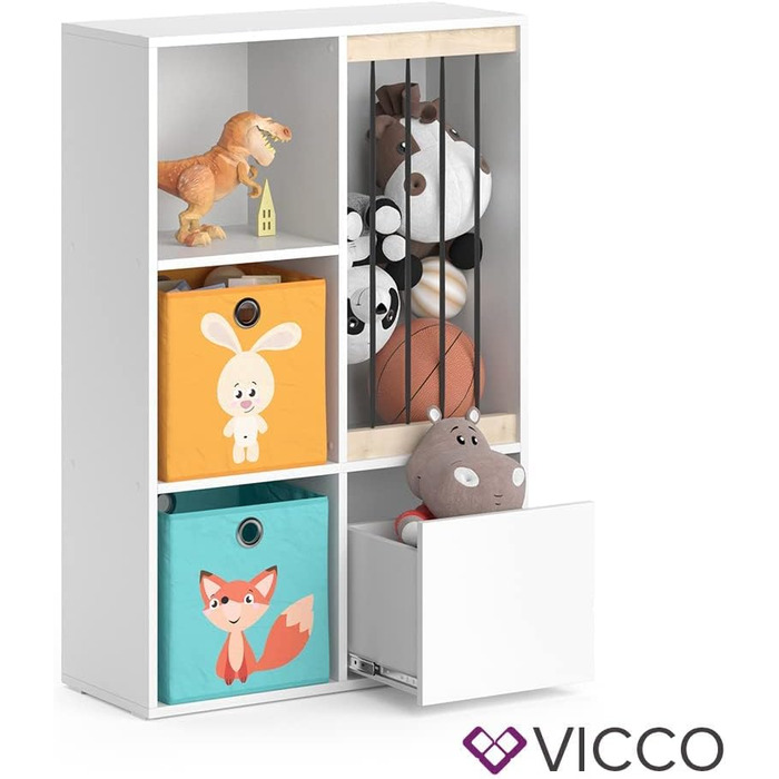 Дитяча полиця Vicco Luigi біла 72x107.8 см з 2 коробами, опція 1 107x114 см з 6 коробами