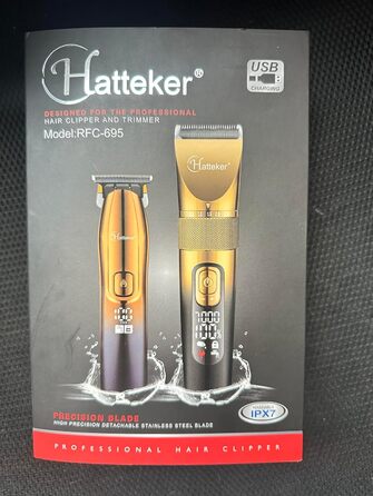 Професійна машинка для стрижки Hatteker, набір для догляду, тример для бороди, Т-подібний лезо, водонепроникний IPX7, сірий, для чоловіків