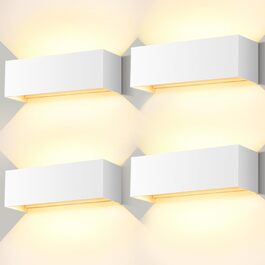 LEDMO LED настінні світильники 30Вт, 4 шт, білий, для внутрішнього та зовнішнього використання, регульований світловий потік вгору/вниз, 3000K тепле біле світло, IP65 водонепроникні