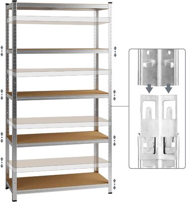 Стелаж Monzana 160x90x40 см, 700 кг, 4 полиці МДФ, важкий металевий стелаж для складу, гаража, майстерні