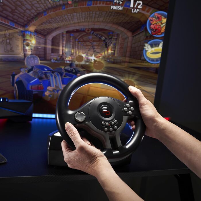 Руль гоночний Subsonic Superdrive SV250 з педалями та перемикачами для PS4, Xbox Series X/S, Xbox One, PC - діаметр 22 см, чорний