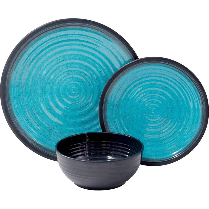 Набір посуду з меламіну Flamefield Premium Granite-Aqua