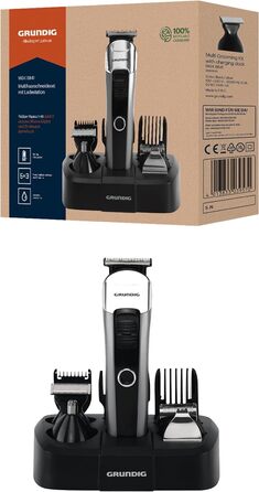 Машинка для стрижки волосся GRUNDIG MGK 6841 з базою для зарядки, 8 насадок, багатофункціональний тример