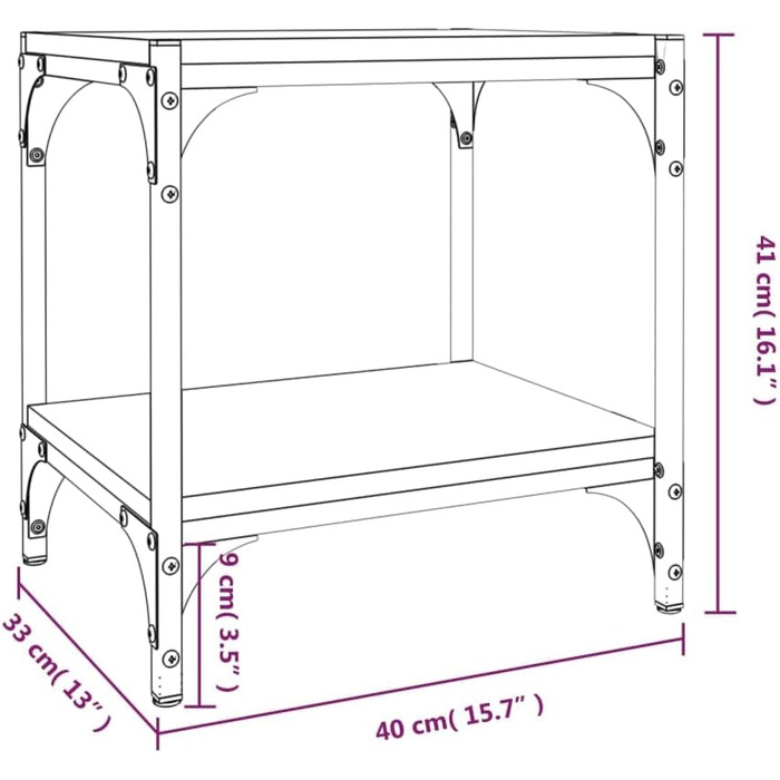 vidaXL ТВ-тумба низька, чорна, 40x33x41 см, ДСП і сталь, меблі під телевізор
