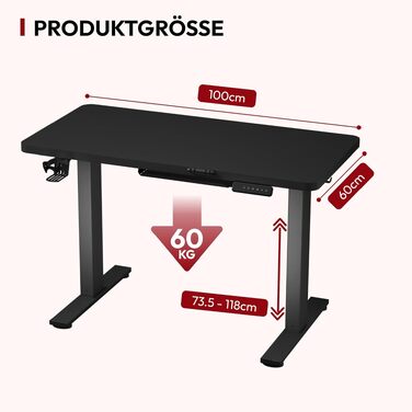 Регульований по висоті стіл SANODESK 180x80 см – великий стіл для роботи стоячи, вантажопідйомність 80 кг, тихий та швидкий, для дому та офісу (чорний)