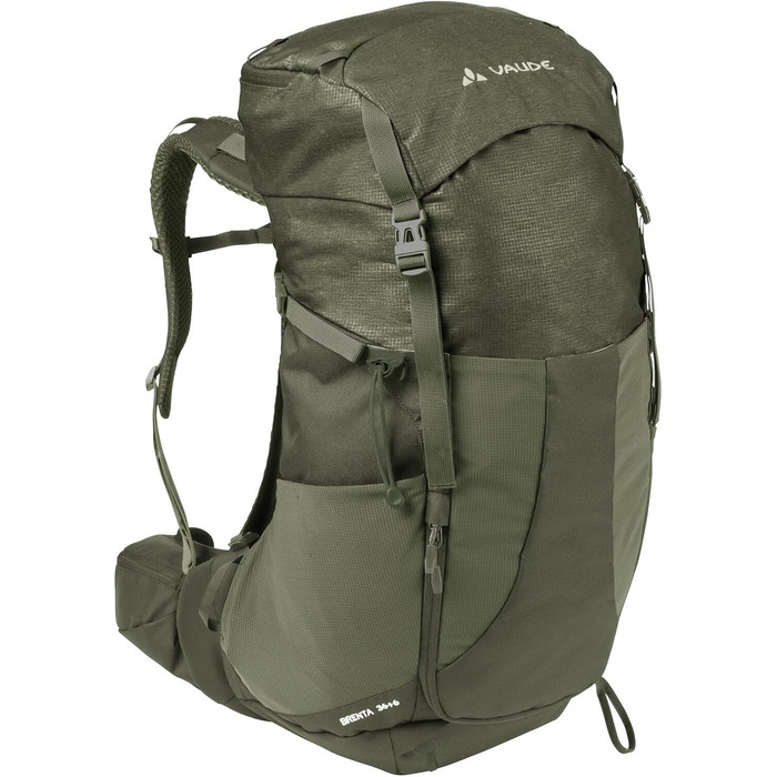 Туристичний рюкзак VAUDE Brenta 36+6 л, водонепроникний, унісекс, з дощовиком, зручний трекінговий рюкзак з органайзером, колір хакі