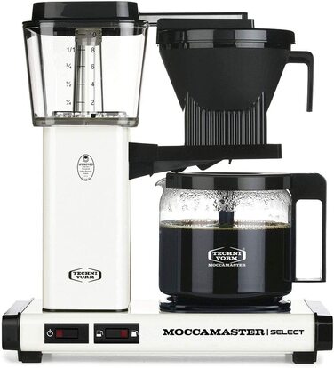 Кавоварка крапельна Moccamaster KBG Select 1.25 л, офф-вайт + кавомолка Rommelsbacher EKM 200, регулювання помолу, 250 г, 110 Вт, чорна – комплект для приготування кави
