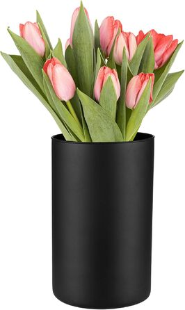 Ваза для квітів Trend For Home циліндрична, 21.5 см, чорна матова, 2.8 л, для декорів, пампас трави, свічок