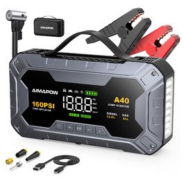 Powerbank для автомобіля AIMAPOW Starthilfe 8000A з компресором та LED-ліхтарем, 27000mAh, 160PSI, для бензинових та дизельних двигунів (до 12.0L)