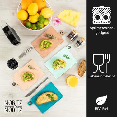 Набір з 3 кухонних обробних дощок Moritz & Moritz, пластик, 32x22 см, зі стійкою, великі, для кухні, підходять для посудомийної машини, гігієнічні