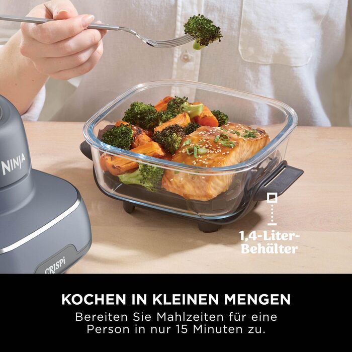 Ninja CRISPi Airfryer 3.8л, 4-в-1: фритюрниця, гриль, підігрів, Recrisp, сірий, 1700W, FN101EUSTGD