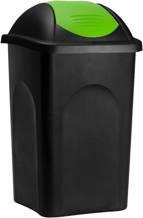 Сміттєвий бак Stefanplast з маятниковою кришкою 60 л чорний/зелений