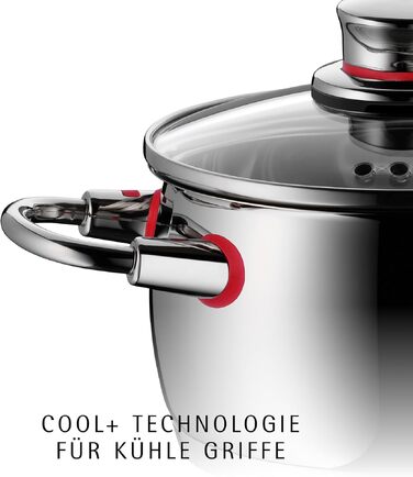 Каструля WMF Quality One 24 см з кришкою зі скла, 6.8 л, для індукції, нержавіюча сталь Cromargan