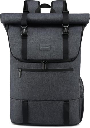 Рюкзак LOVEVOOK Rolltop для чоловіків і жінок, водонепроникний, для ноутбука 15,6'' – шкільний, дорожній, ручна поклажа для подорожей і бізнесу, чорний