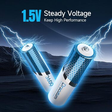 Набір акумуляторів AA Li-ion 1.5V 3600mWh (8 шт.) з зарядним пристроєм на 8 слотів, висока ємність, 2000 циклів зарядки