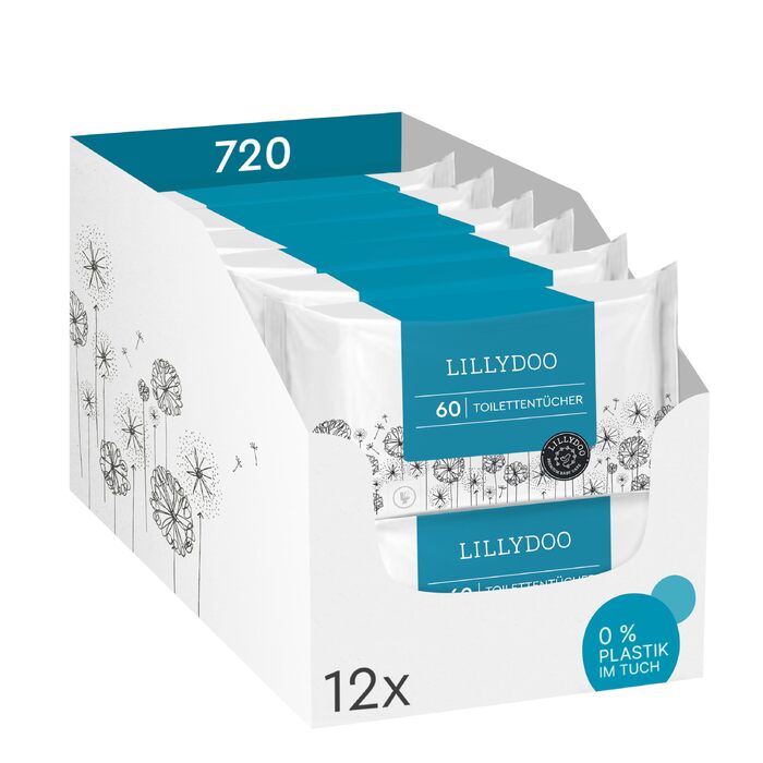 Вологі гігієнічні серветки LILLYDOO для дітей та дорослих, 720 шт (12 пачок по 60 шт)