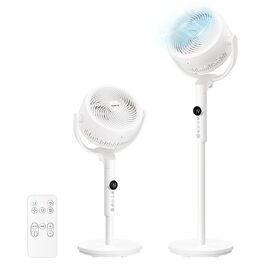 Вентилятор підлоговий SONGMICS XFC002W1EU тихий (20 дБ), з пультом, 15 швидкостей, 3 режими, 120°/135° осциляція, таймер 15 год, регульована висота, білий
