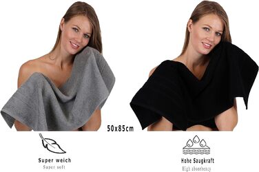 Набір рушників Betz Deluxe 8 шт., 100% бавовна, антрацит/синій, для ванної та душу