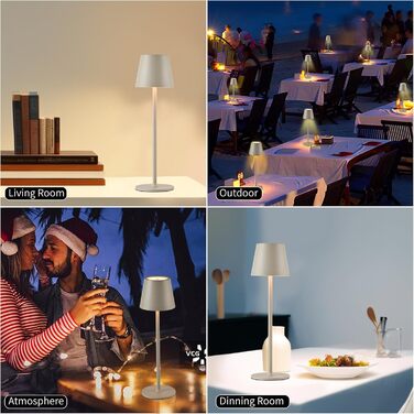 LED акумуляторна настільна лампа Zoeger 2 шт. з димуванням, USB-C, тепле світло 3000K, водонепроникна IP54, для дому та вулиці, алюміній