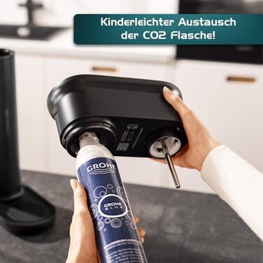 Сифон для газування води GROHE Blue Fizz Starter Set, чорний, 3 рівні газування, пляшка 0.85л (без балона CO2), арт. 31943K00