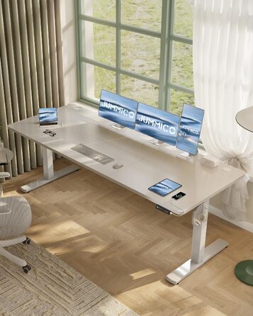 Регульований стіл JUMMICO з USB-зарядкою, електричний, 180x80 см (сірий)