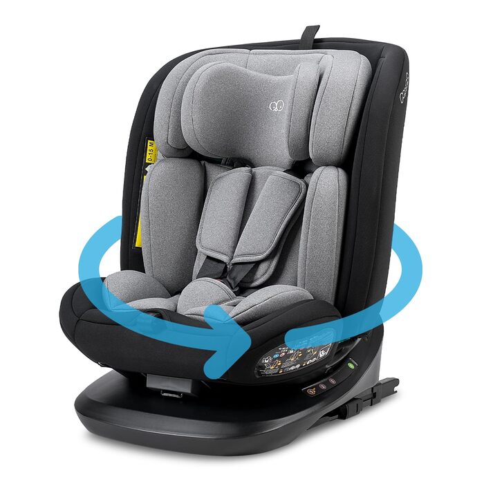 Дитяче автокрісло Booboo Safety Lissabon i-Size, обертове, 40-150 см, Reboarder з Isofix, чорний-сірий