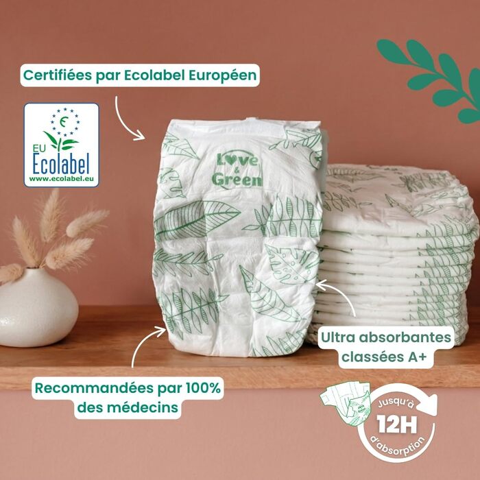 Екологічні підгузки Love & Green, розмір 6, 68 шт