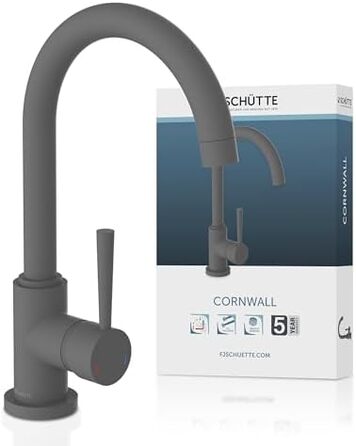Змішувач кухонний SCHÜTTE Cornwall 79164 антрацит матовий, поворотний на 360°, для мийки високого тиску