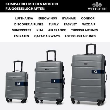 Валіза ручної поклажі WITTCHEN Globe Line сірого кольору з ABS-пластику та кодовим замком | 25 x 33 x 16,5 см | Підходить для Lufthansa, Eurowings, Ryanair, Condor, Discover Airlines