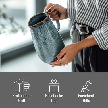 Керамічний глечик для води та соку Villeroy & Boch Lave glacé Blau, стійкий до мікрохвильової печі та посудомийки, блакитний