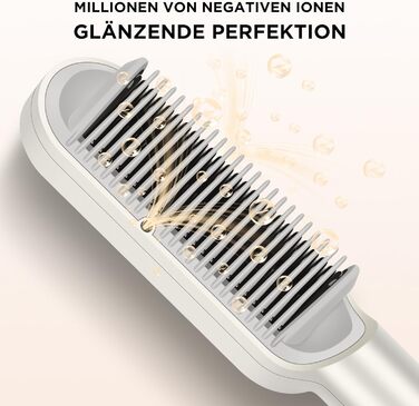 Іонна щітка-випрямляч для волосся PARWIN PRO BEAUTY з LED-індикатором, 4 температурні режими, захист від опіків, шампань срібло