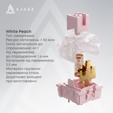 Бездротова механічна клавіатура Ajazz AK820 V2 White Peach Switch (AK820-V2-WP-S-W)
