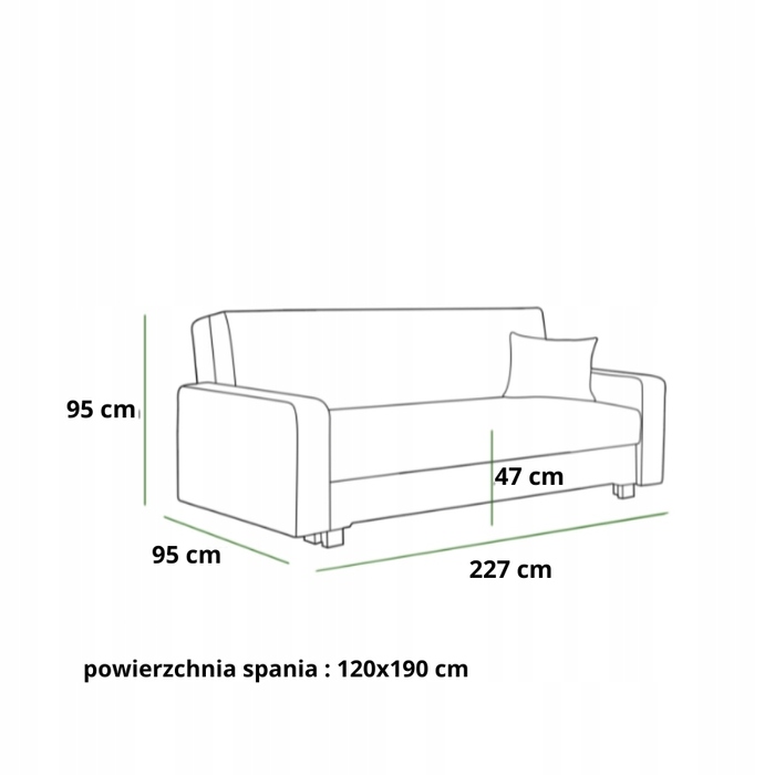 Диван DRD Group 227 x 95 см, синій велюр