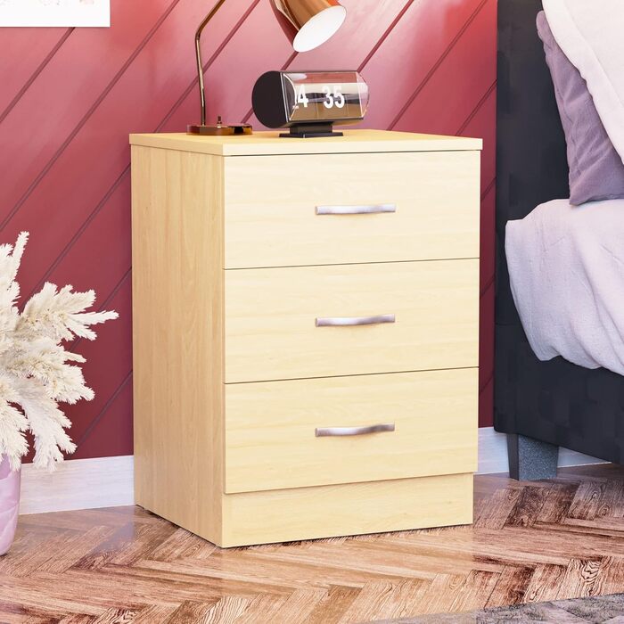 Тумба приліжкова Vida Designs з сосни, 3 шухляди, металеві ручки та напрямні