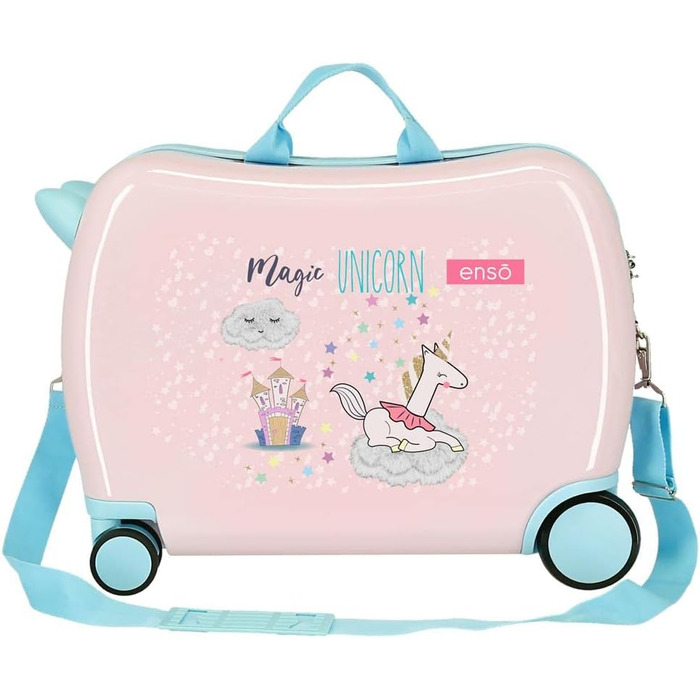 Дитяча валіза Enso Magic Unicorn, рожева, 50x38x20 см, жорсткий корпус, ABS, кодовий замок, 34 л, 1,8 кг, 4 колеса, ручна поклажа