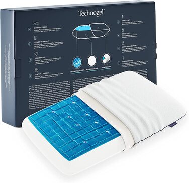 Ортопедична подушка для шиї Technogel New Generation Deluxe з гелем, антибактеріальна, для спини та бокового сну, з наволочкою