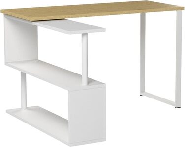 Кутовий комп'ютерний стіл WOLTU TS65hei, 120x100x74 см, світлий дуб, МДФ, з полицями для офісу, письмовий стіл для ноутбука та ПК