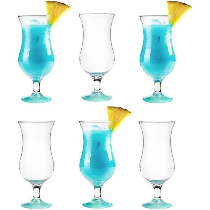 Набір склянок Glasmark Krosno для коктейлів, лонгдринків, води, гін-тоніка, пива, десертів, бірюзові, 6 шт по 420 мл, скло, можна мити в посудомийній машині