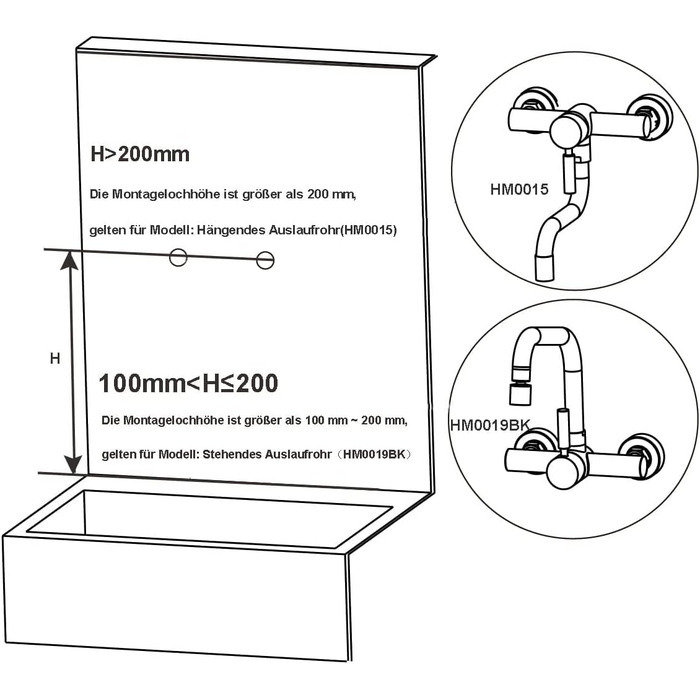 Настінний змішувач для кухні ONECE з підключенням 3/4