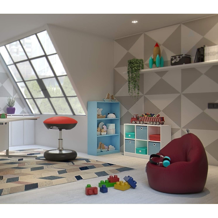 Книжкова шафа Furinno Basic на 6 відділень з 3 вставками, біло-блакитна, 30,23x30,23x59,94 см