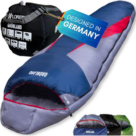 Спальний мішок EXPLORER® GRÖNLAND -23°C, 3-4 сезони, мумія, 350GSM, для дорослих, 230x82x55 см, 1900 г, синій, лівий замок, для кемпінгу, туризму, подорожей