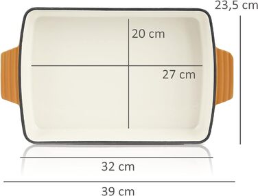 Прямокутна форма для запікання з чавуну 3,8 л Sunny Orange, емальована, для лазаньї, запіканок, духовки
