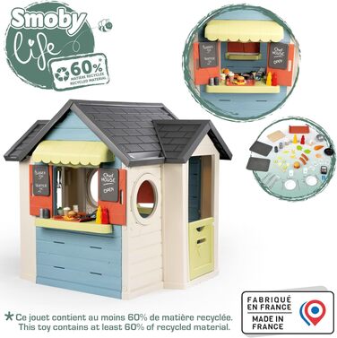 Дитячий ігровий будиночок Smoby Life Chef з кухнею та прилавком (124x132x135 см) - вуличний, з переробленого пластику, для дітей від 2 років