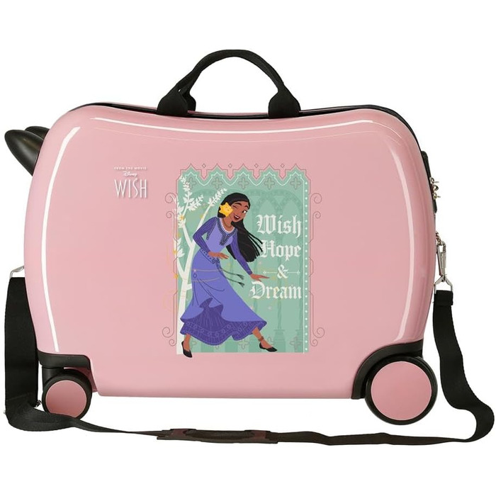 Дитяча валіза Disney Wishes Come True, рожева, ABS, 50x38x20 см, 34 л, 2 колеса, ручна поклажа