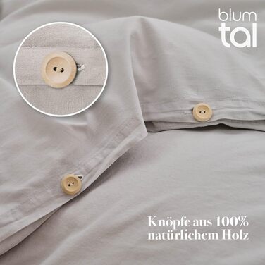Комплект постільної білизни Blumtal Stone Washed (4 предмети), бавовна з ефектом льону, Moonlight Grey (2 підковдри 135x200 см, 2 наволочки 80x80 см), Oeko-TEX