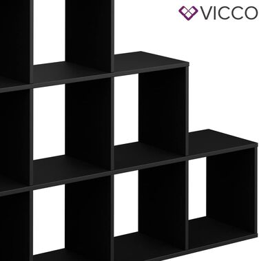 Сходова етажерка Vicco, чорна, 142.2 x 107.8 см – стелаж для зберігання