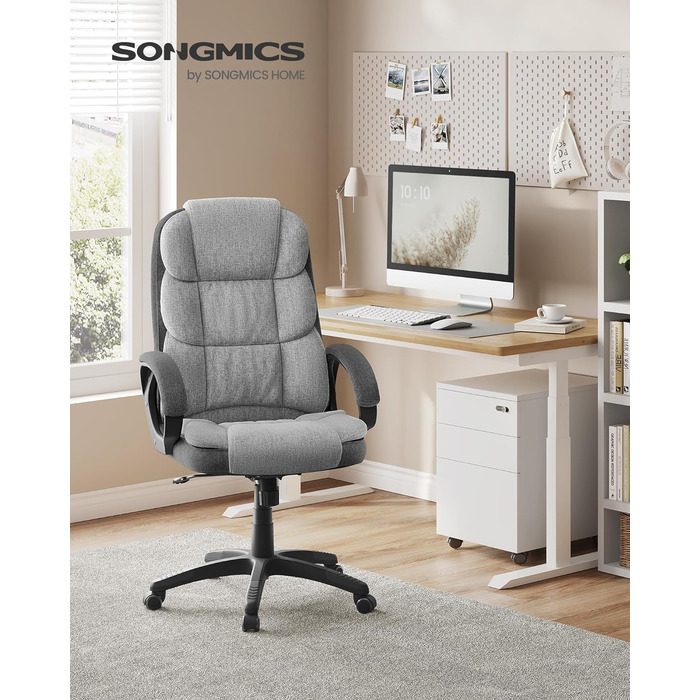 Офісне крісло SONGMICS OBG024G01, ігрове, регульоване, для комп'ютера, голубо-сіре, 53x51x(112-122) см