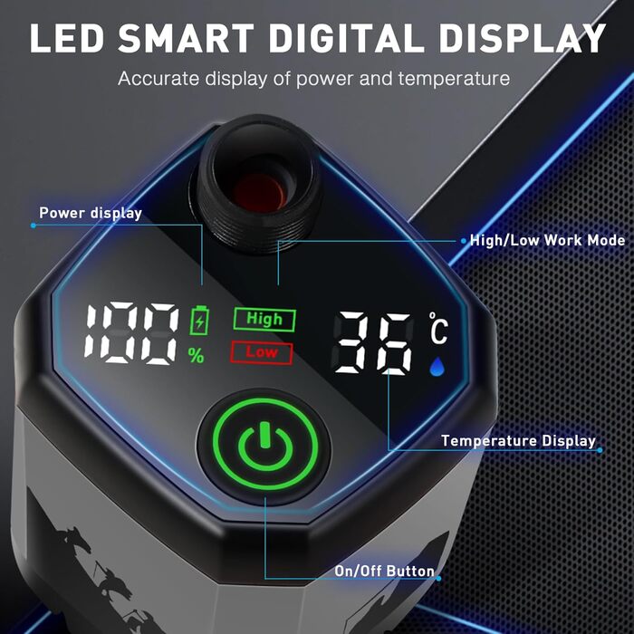 MIAOKE Портативна електродушова система для кемпінгу, 7800 mAh, з цифровим дисплеєм та регулюванням температури, сірий колір