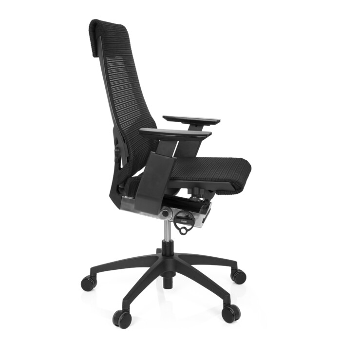 Офісний крісло GENIDIA SMART BLACK з сітчастою спинкою, чорний колір, hjh OFFICE